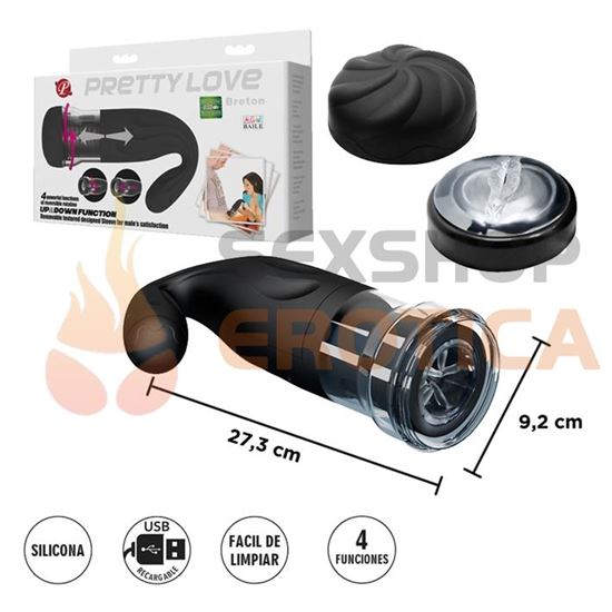 Masturbador con vibracion, rotacion y carga USB